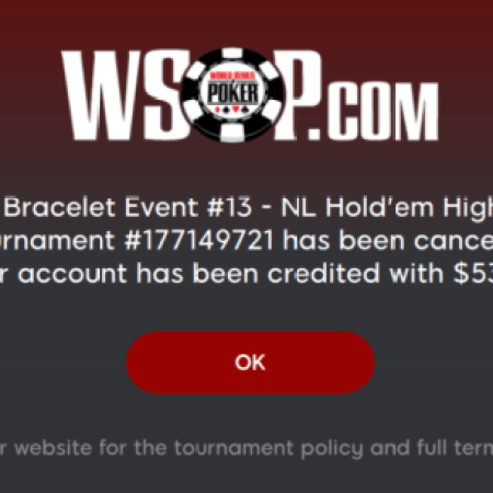 Cancellation of Online World Series of Poker Bracelet Event