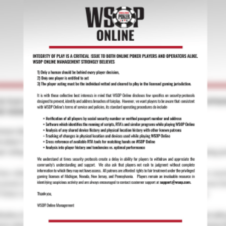 WSOP Tackles Online Cheating Concerns